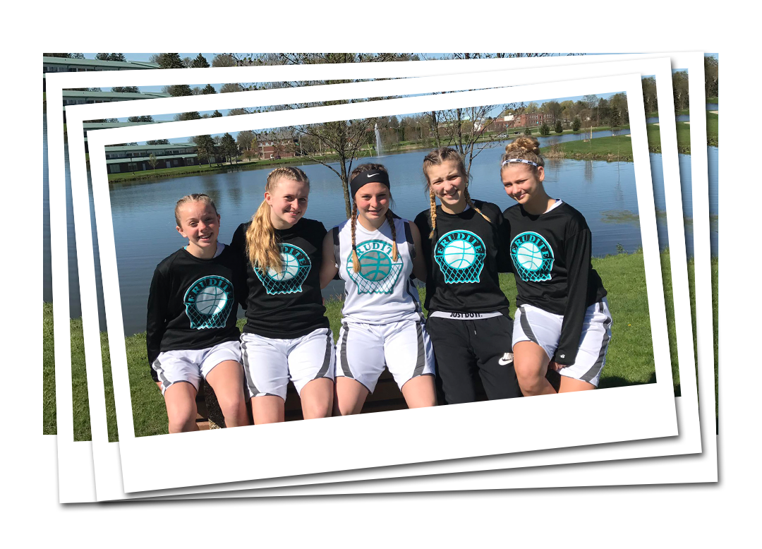 polaroid of players from one of the Erudite girls club basketball teams